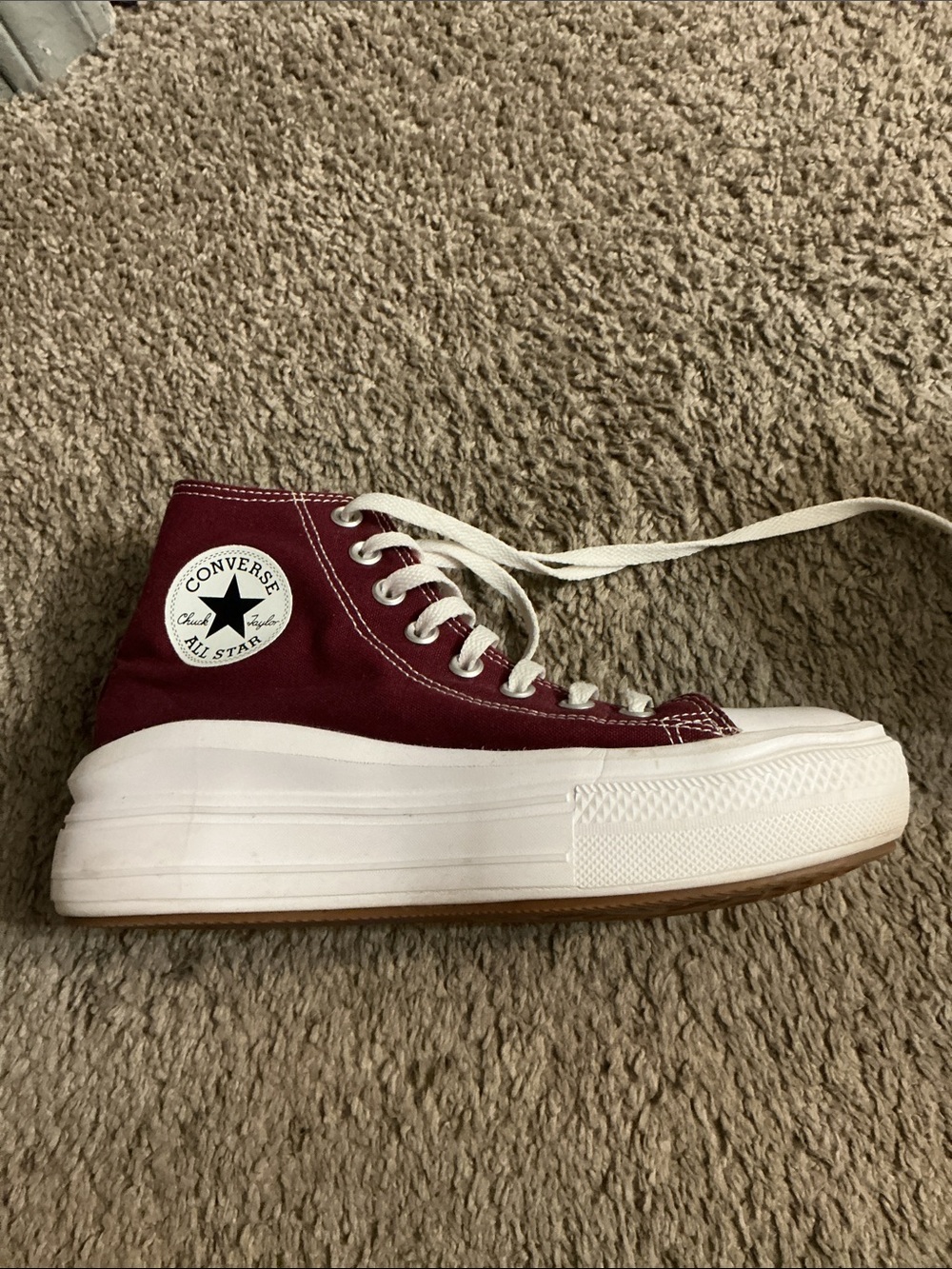 Converse High Top Sneakers Burgundy with White - Picture 2 of 4